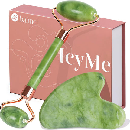 Gua Sha Set and Jade Roller, Jade Gua Sha & Face Rollers for Women, Self Care Gifts for Women, Body Muscle Relaxing, Improve Eye Puffiness, Skin Care Gift