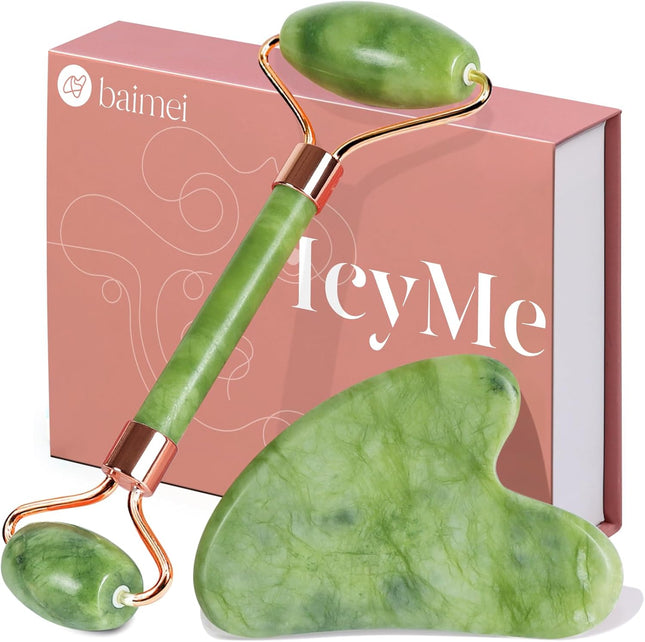 Gua Sha Set and Jade Roller, Jade Gua Sha & Face Rollers for Women, Self Care Gifts for Women, Body Muscle Relaxing, Improve Eye Puffiness, Skin Care Gift