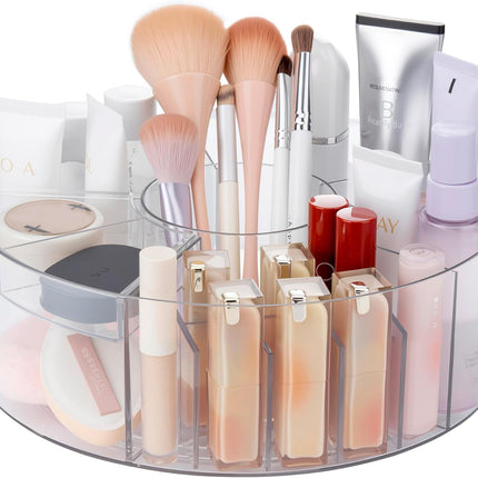360° Rotating Makeup Organizer, Adjustable Acrylic Cosmetic Storage, Cosmetic Organisers and Spinning Makeup Stand for Beauty Skincare