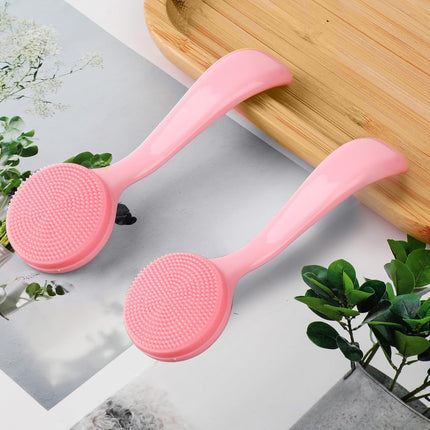 2Pack Silicone Face Brush Manual Face Scrub Exfoliating Brushes Soft Facial Brushes Waterproof Skin Friendly Face Cleaner Brush for Women Men Blackheads Makeup Residues Removal(Pink)