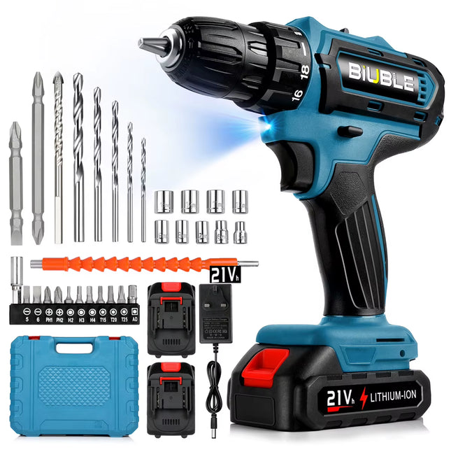 21V Cordless Impact Drill High-Power Rechargeable Electric Drill Lithium Battery Multifunctional Screwdriver
