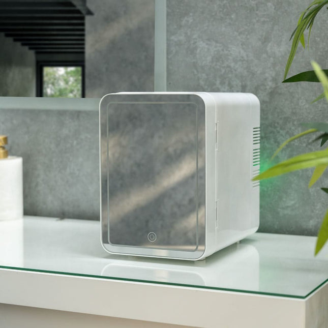 4L Portable Mini Beauty Fridge with LED Mirror Small Cooler for Skincare Make Up