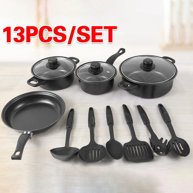 13Pcs Non Stick Cookware Set Pan Pot Saucepans Frying Pan Cookware Set Glass Lid