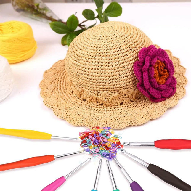 YINVA 150Pcs Crochet Stitch Marker Knitting Crochet Locking Stitch Multi-Color K