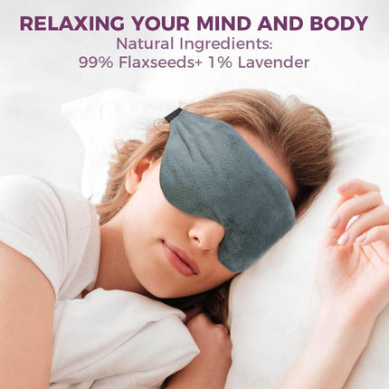 Heated Eye Mask, Moist Warm Eye Compress with Natural Flaxseeds, Light-Blocking Microwave Eye Mask, Reusable Design, Detachable and Washable Cover, Gentle Lavender Scent (Grey)