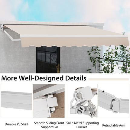 3.6 X 3 M Patio Retractable Awning with Manual Crank Handle