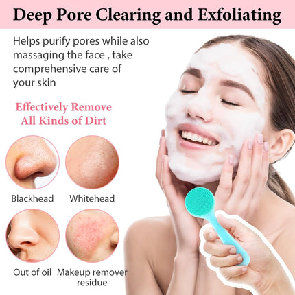 2Pcs Silicone Face Brush,Facial Cleansing Scrubber, Soft Skin-Friendly Touch Effective Cleansing Face Wash Brush Exfoliator for Men+Women