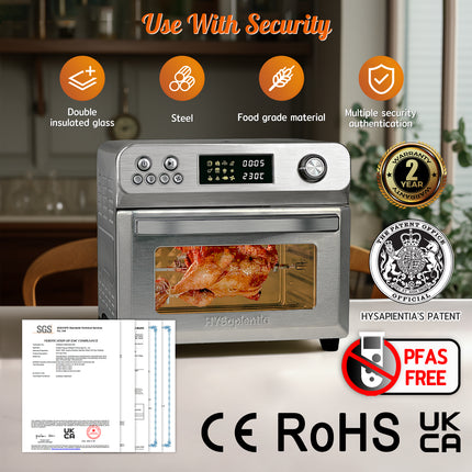 24L Air Fryer Oven with Rotisserie Digital Knob 1800W 10In1 Airfryer