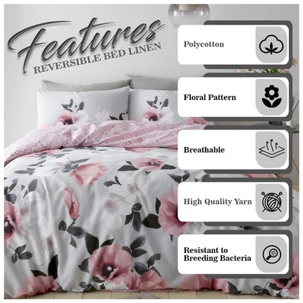 Cotton Blend Floral Duvet Cover Set with Pillowcases