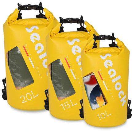 Waterproof Dry Bag - Heavy Duty PVC - Floating Roll Top Beach Bag - 10L or 15L