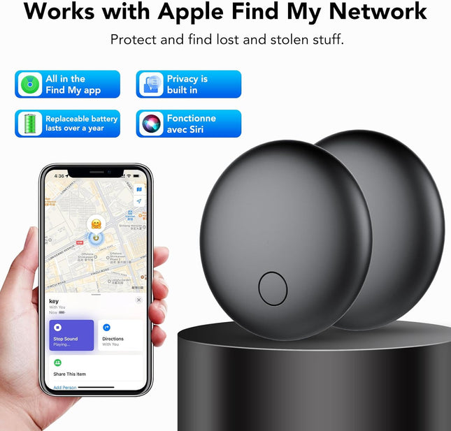 Air Tracker Tag-4 Pack, Item Finder Works with Find My App (Ios Only), Luggage Tracker for Bags, Keys, Wallets, Replaceable Batteries Last 1 Year, 100Db Loud Beep, Worldwide Tracking, IP67 Waterproof