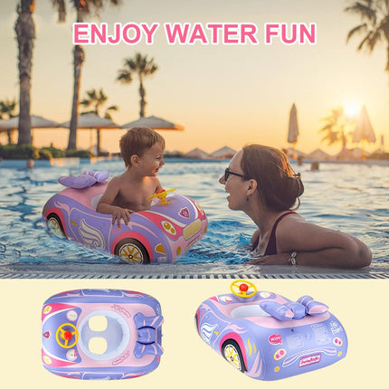 Kid Inflatable Swimming Car Boat Seat Sunshade Baby Swim Float Ring Pool Summer