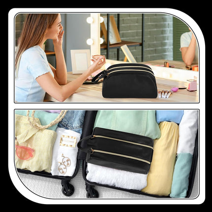 Makeup Bags Cosmetic PU Leather Large Capacity Women'S Portable Toiletry Toiletries Case Makeup Storage Bags with Handle for Ladies Girls