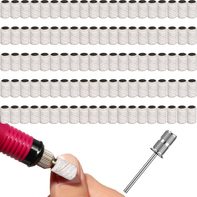100 Pcs Sanding Bands for Nail Drill, 240 Grit Nail Drill Bits Electric Nail Files Sanding Band for Nails Gel Manicures & Pedicure