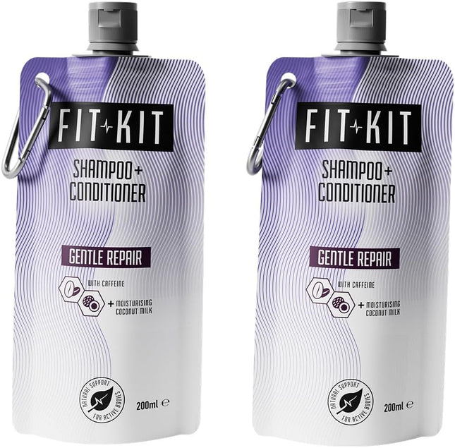 Gentle Repair Shampoo & Conditioner Set | Caffeine & Coconut Milk Post Workout Hair Recovery | Strengthens & Moisturises a Dry Scalp to Help Minimise Loss & Support Healthy Growth | 2 X 200Ml