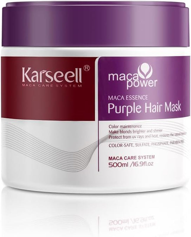 Purple Hair Mask 500Ml Neutralizes Yellow Tones Deep Nourish Brighten Hair for Light Blonde, Platinum, White or Grey Hair