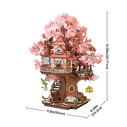 Rolife Sakura Tree House 3D Puzzles DIY Model Building Toy Wooden Craft Kits Hobby for Kids Brain Teaser Gift