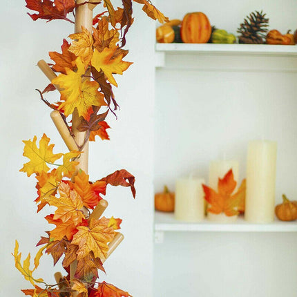 175Cm Artificial Autumn Fall Maple Leaves Garland Hanging Plant Halloween Decor