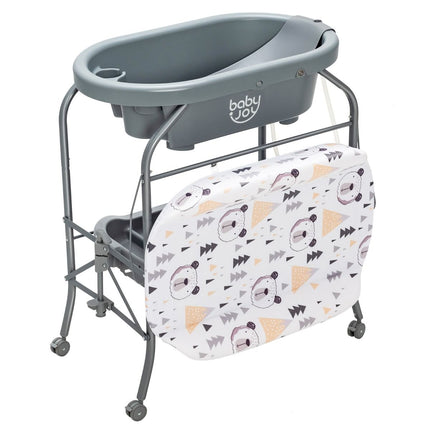 2-In-1 Baby Change Table with Bathtub and Folding Changing Station