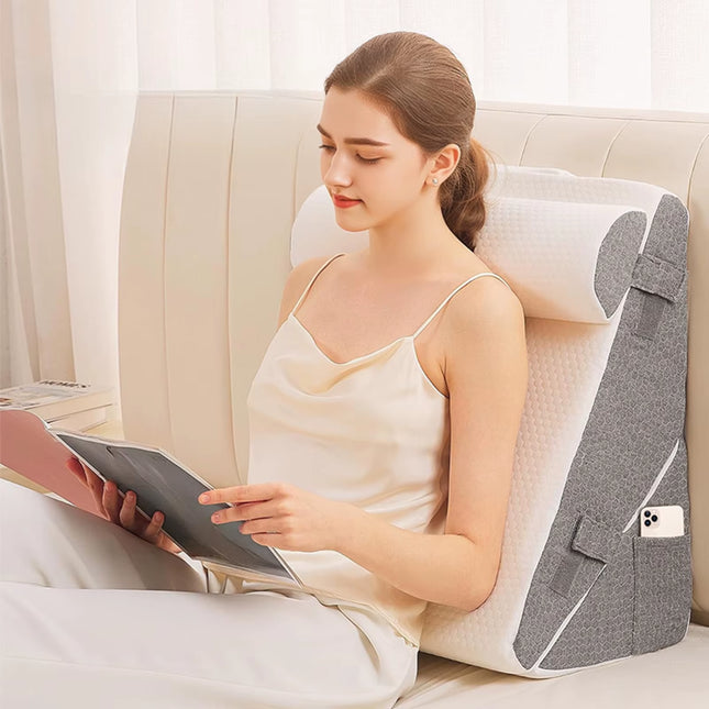 Bed Wedge Pillow, Memory Foam Sleeping Support Pillow with Headrest Adjustable Incline Cushion for Acid Reflux, Gerds, Back Pain