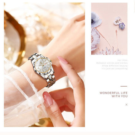 Ladies Luxury Quartz Watch Stainless Steel Waterproof Casual Wristwatch Boxed