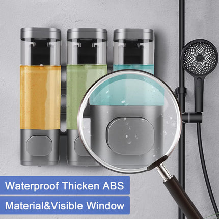 3-In-1 Shampoo and Conditioner Dispenser Wall-Mount Shower Soap Dispenser Shampoo Shower Gel Separator for Bathroom Liquid Soap