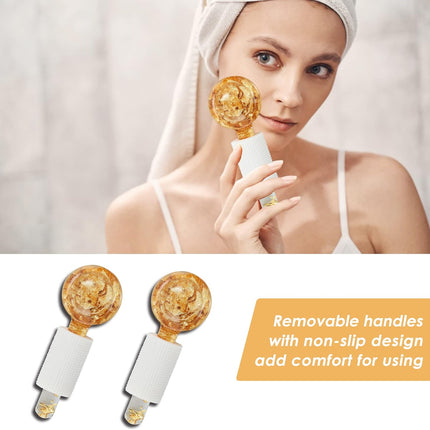 Ice Globes for Facial, Cooling Globes Set for Eye & Neck, Cold Glass Ice Roller Ball, Cryo Sticks Face Globes, Tighten Skin, Reduce Puffiness and Dark Circles, Enhance Circulation, Gold