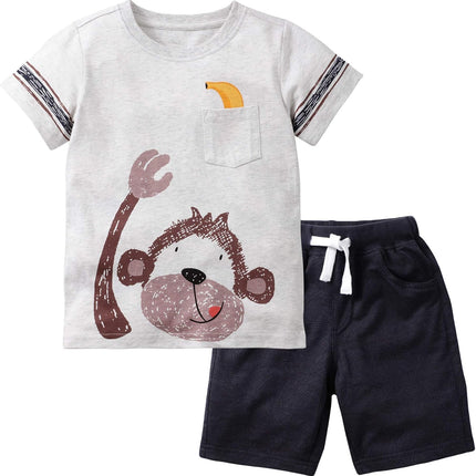Toddler Boy Clothes Boys Summer Outfits Cotton Short Sleeve T-Shirt & Shorts Set 2-7Yrs