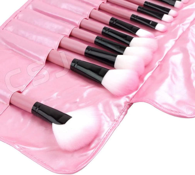 Makeup Brush 32Pcs Set, Rofessional and Personal Use, for Face & Eye Makeup, Faux Leather Case (32 PCS Set, Pink)
