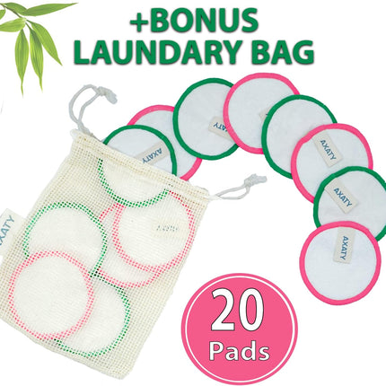 AXATY 3-Layers Reusable Makeup Remover Pads - Organic Bamboo Cotton Pads with Dr