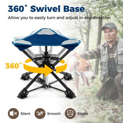 Folding Swivel Camping Hunting Stools with Anti-Sink Feet and Carry Bag