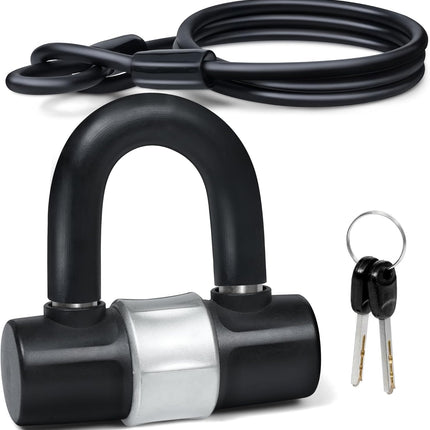 Heavy Duty Padlock with 1.5M Cable Lock - Weatherproof & Rustproof Motorcycle Lock - Ideal for Motorbike, Scooter, Shed, Gate & Garden Fence