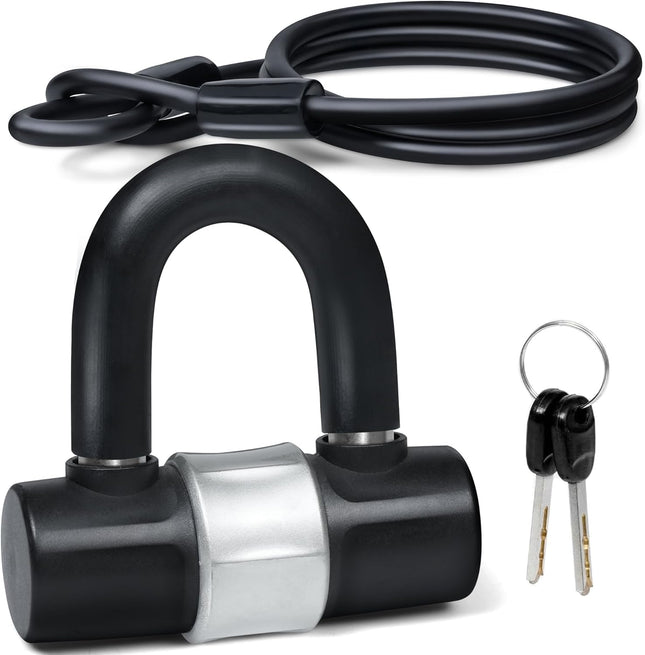 Heavy Duty Padlock with 1.5M Cable Lock - Weatherproof & Rustproof Motorcycle Lock - Ideal for Motorbike, Scooter, Shed, Gate & Garden Fence