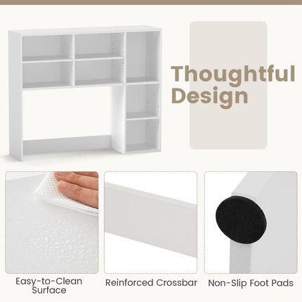 Desktop Bookshelf with 3 Adjustable Shelves and Open Compartment