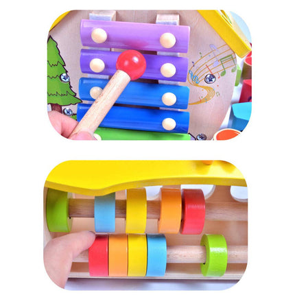 Wooden Musical House Shape Sorter Activity Box Toy Interactive Educational Play