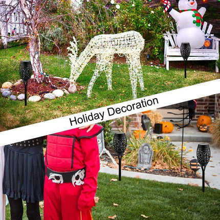 8X Flame Effect Solar Outdoor Lights Stake Garden Path Flickering LED Torch Lamp