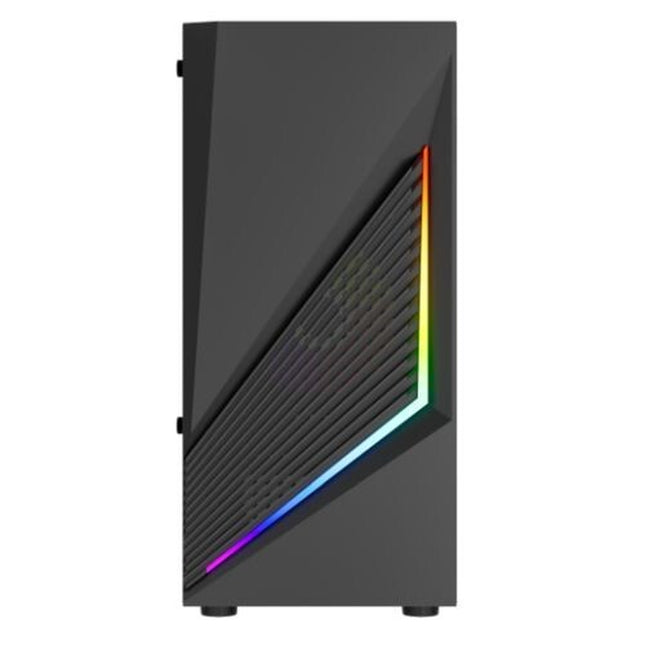 Gaming PC Case Matx Black Micro ATX Tower with 2X ARGB LED Fans & Strip Glass