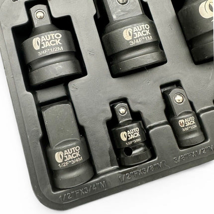 Impact Socket Adaptor Set 8Pc 1/4In to 1In Drop Forged Crv Phosphate Case Tool