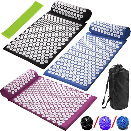 Acupressure Mat with Pillow & Ball Acupuncture Pin Massage Set Neck Pain Relief