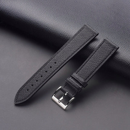 20Mm Black Epsom Leather Grained Calfskin Elegant Vintage Watch Strap Band