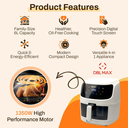 5L Air Fryer Transparent New Large Capacity Touch Screen Multifunction Mini Oven