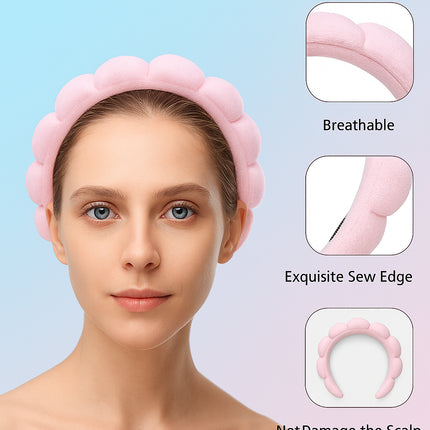 Ycfish Puffy Makeup Headband Soft Sponge Terry Cloth Hair Band Skincare Spa