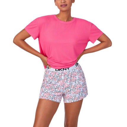 Ladies Tee & Boxer Pyjama Set in Pink
