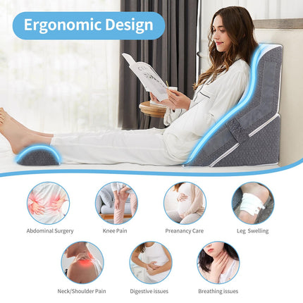 Bed Wedge Pillow Support Cushion 20-In-1 Back Support Pillow Memory Foam