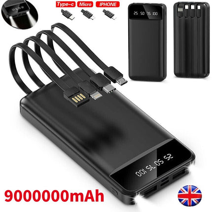 Power Bank Pack 9000000Mah Fast Charger 4 USB External Battery for Mobile Phone