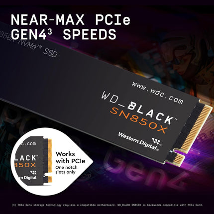 Wd_Black SN850X 1TB M.2 2280 Pcie Gen4 Nvme Gaming SSD up to 7300 Mb/S Read Spe