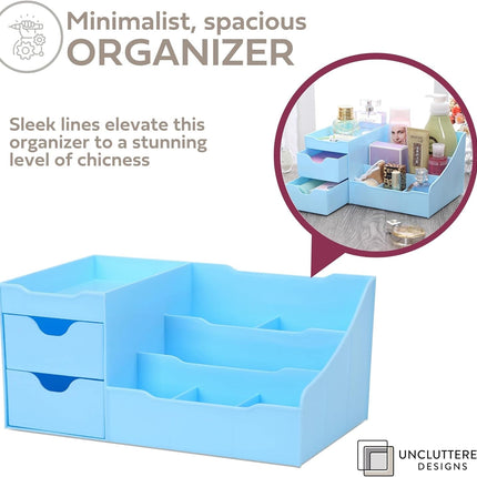 UNCLUTTERED DESIGNS Makeup Organizer with Drawers — Modern Countertop Storage Fo