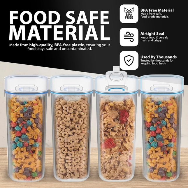 4 X CEREAL CONTAINERS AIRTIGHT SEAL FOOD STORAGE KITCHEN ACCESSORIES DISPENSER