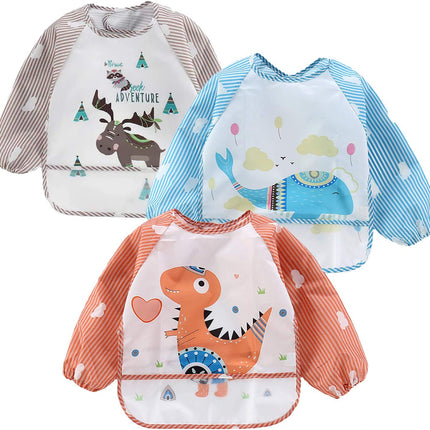 Pandaear (3 Pack Long Sleeve Bibs| Waterproof Full Sleeve Bib for Baby Infant To