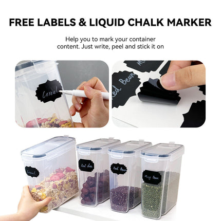 4X Airtight 2.5L Food Cereal Containers Lid for Kitchen Flour Pasta Sugar Baking